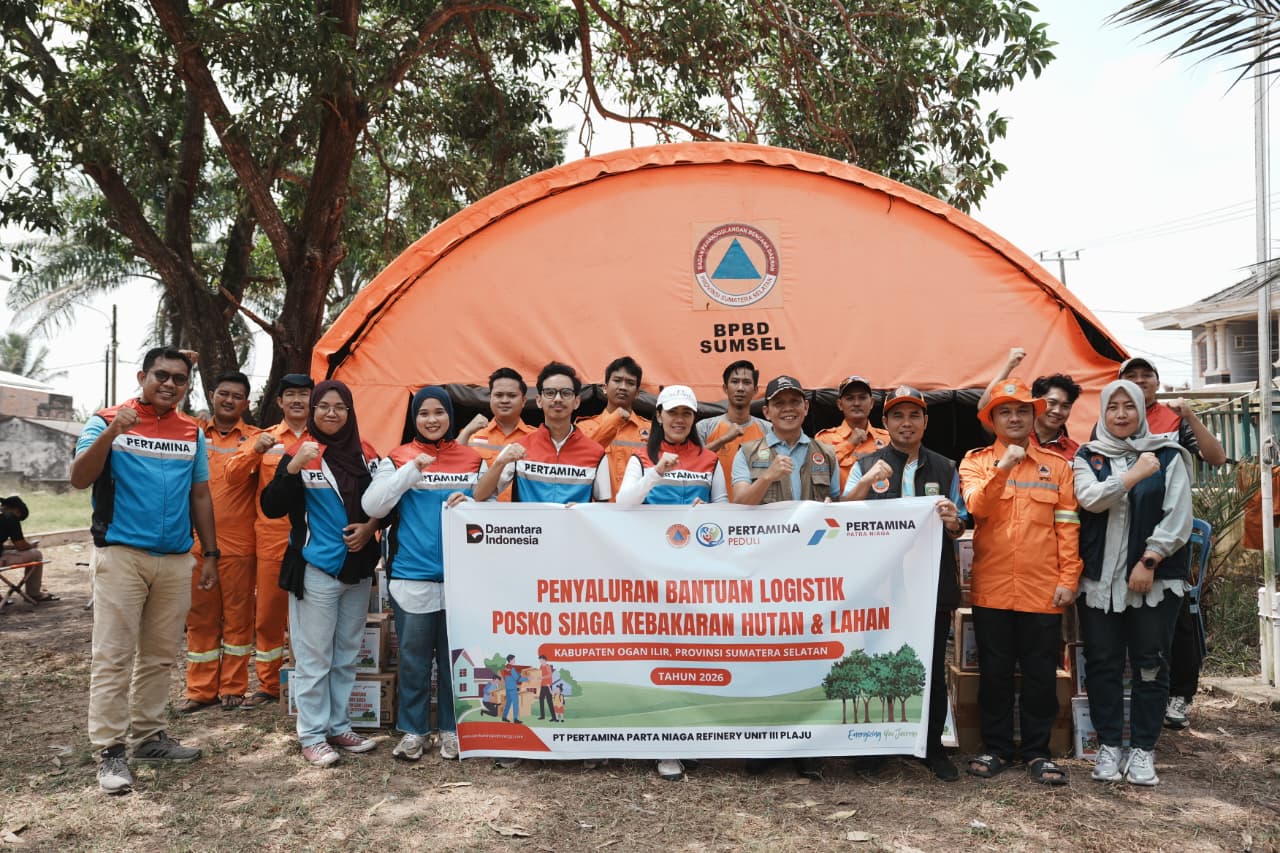 Tanggap Bencana Karhutla di Musim Kemarau Ekstrem, Kilang Plaju Salurkan Bantuan Logistik untuk Petugas BPBD Sumsel